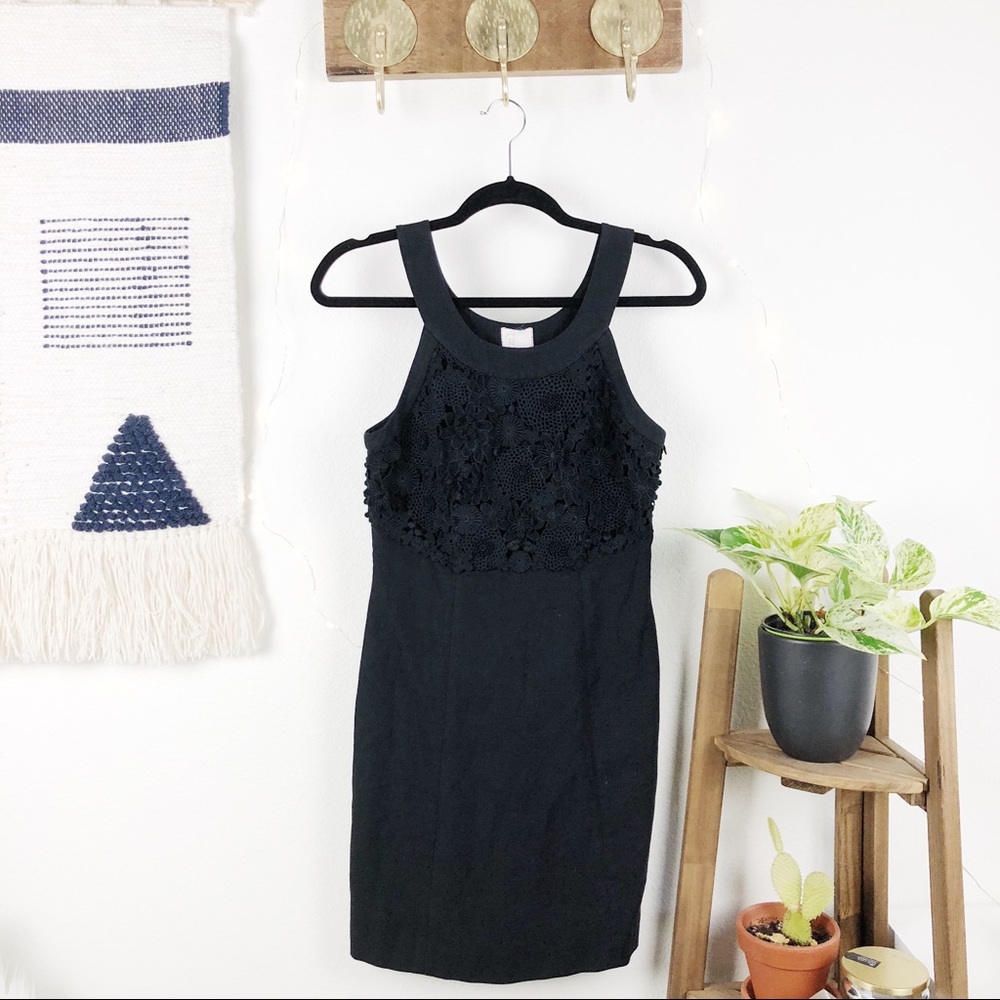 ANTHROPOLOGIE • 3D Floral Little Black Dress